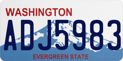 WA license plate ADJ5983