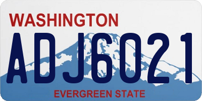 WA license plate ADJ6021