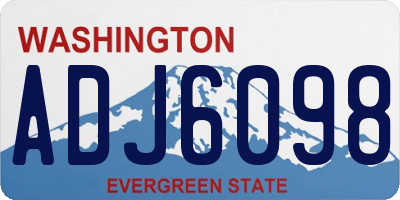 WA license plate ADJ6098