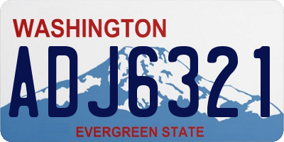 WA license plate ADJ6321