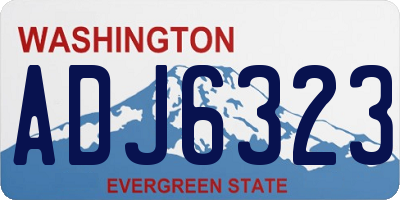 WA license plate ADJ6323