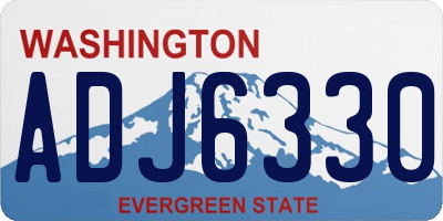 WA license plate ADJ6330