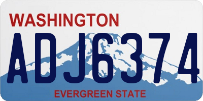WA license plate ADJ6374