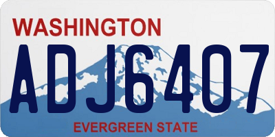 WA license plate ADJ6407