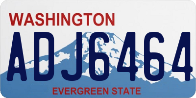 WA license plate ADJ6464