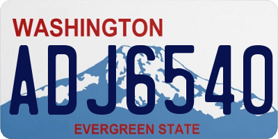 WA license plate ADJ6540