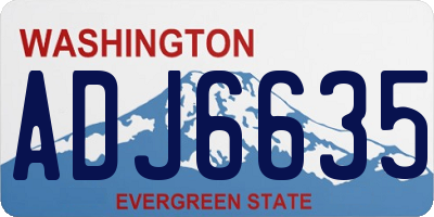 WA license plate ADJ6635