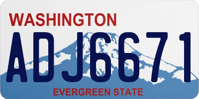 WA license plate ADJ6671
