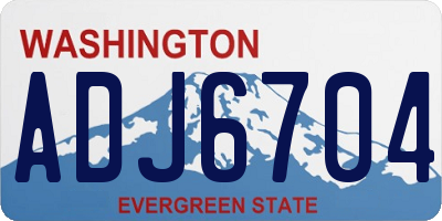WA license plate ADJ6704