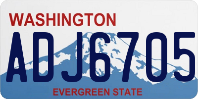 WA license plate ADJ6705