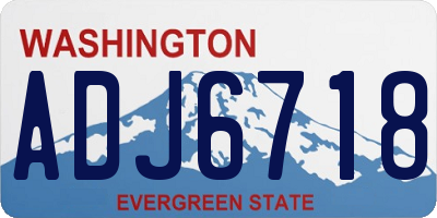 WA license plate ADJ6718