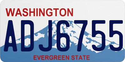 WA license plate ADJ6755