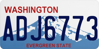 WA license plate ADJ6773