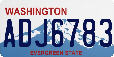 WA license plate ADJ6783