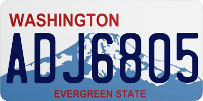 WA license plate ADJ6805