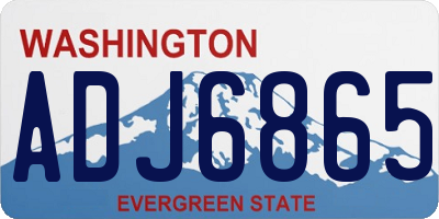 WA license plate ADJ6865