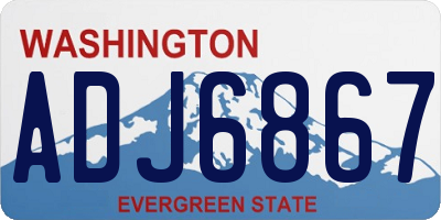 WA license plate ADJ6867