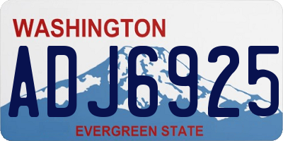 WA license plate ADJ6925