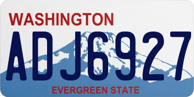 WA license plate ADJ6927