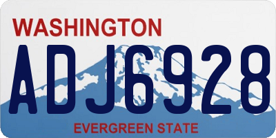 WA license plate ADJ6928