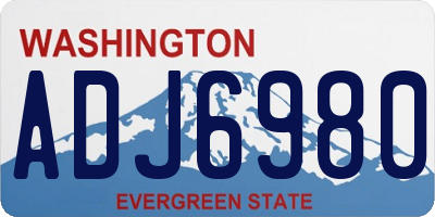 WA license plate ADJ6980