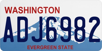 WA license plate ADJ6982