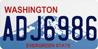 WA license plate ADJ6986