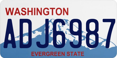 WA license plate ADJ6987
