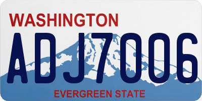 WA license plate ADJ7006