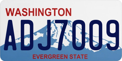 WA license plate ADJ7009