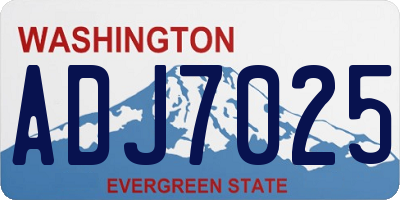 WA license plate ADJ7025