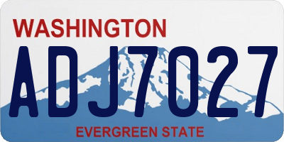 WA license plate ADJ7027