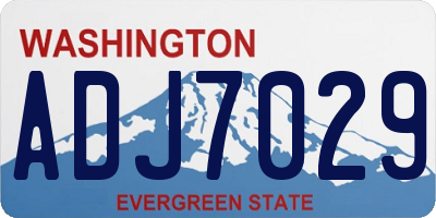 WA license plate ADJ7029