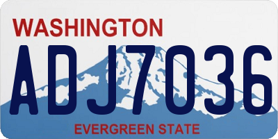 WA license plate ADJ7036