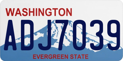 WA license plate ADJ7039