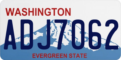 WA license plate ADJ7062