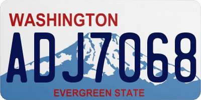 WA license plate ADJ7068