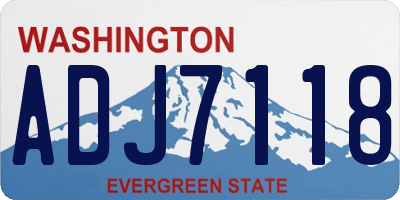 WA license plate ADJ7118
