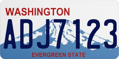 WA license plate ADJ7123