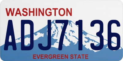 WA license plate ADJ7136