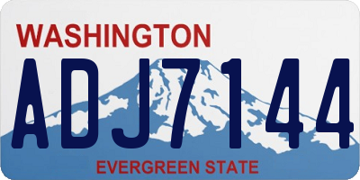 WA license plate ADJ7144