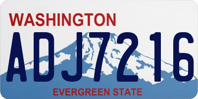 WA license plate ADJ7216