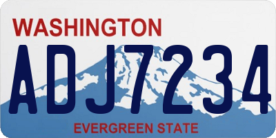 WA license plate ADJ7234