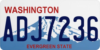 WA license plate ADJ7236