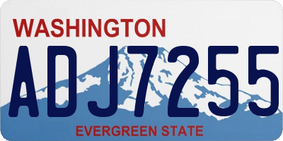 WA license plate ADJ7255