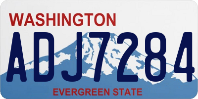 WA license plate ADJ7284