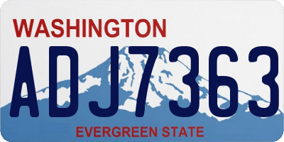 WA license plate ADJ7363