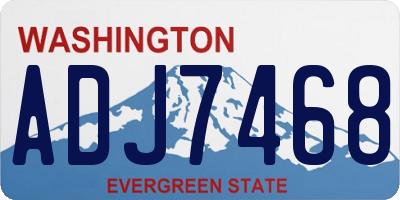 WA license plate ADJ7468