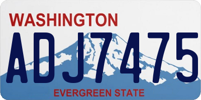 WA license plate ADJ7475