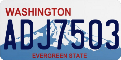 WA license plate ADJ7503